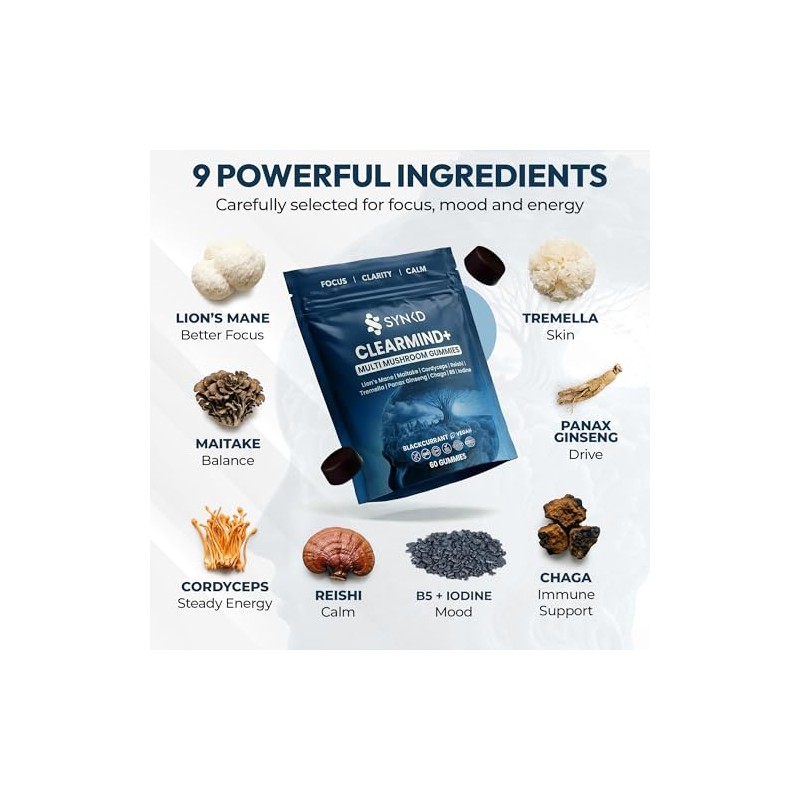 9-in-1 Multi Mushroom Gummies - 8000mg Potency High Strength Mushroom