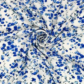 Linen Viscose Printed Fabric - 55 Inches (142cm) Wide - Soft Linen Viscose Blend, Floral Design - Ideal for Dressmaking, Quilting, Crafts by Design Discount Fabric LTD (LVP025-1 Metre)