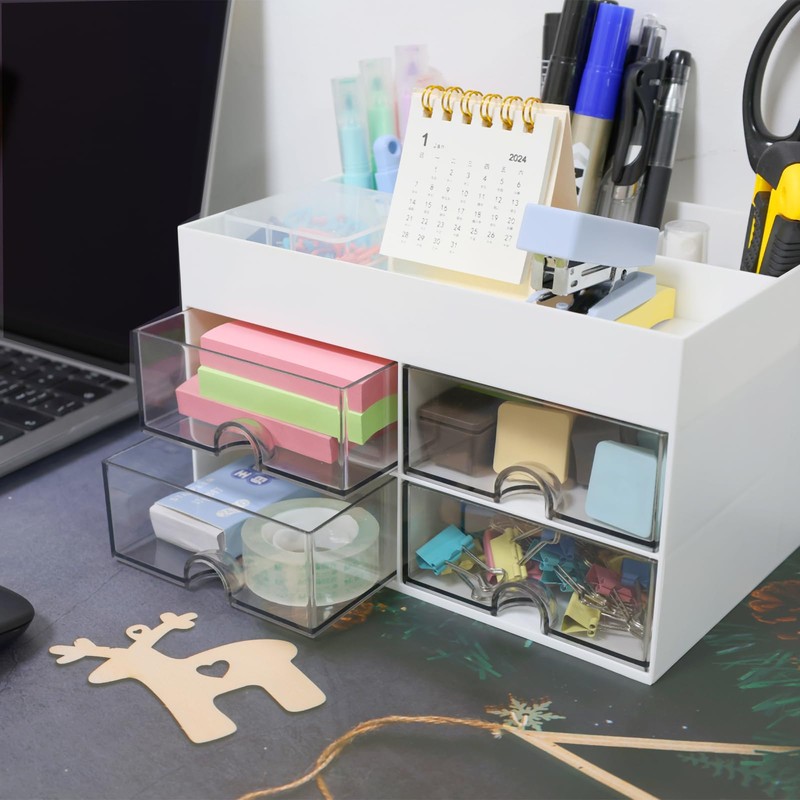 YUNSHANGHE Desk Organiser, Plastic Office Organiser with 4 Drawers and