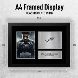 HWC Trading FR A4 Chadwick Boseman Black Panther Gifts Printed Signed Autograph Picture for Movie Memorabilia Fans - A4 Framed