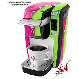 WraptorSkinz Decal Style Vinyl Skin compatible for Keurig K10 / K15 Mini Plus Coffee Makers Ripped Colors Hot Pink Neon Green (COFFEE MAKER NOT INCLUDED)