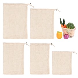 DHSBGWSX 5 Pieces Meat Cooking Net Mesh Bags, Kitchen Cabinet Hanging Net Bags, Mesh Filter Bags, Kitchen Mesh Bags, Cooking Mesh Bags, beige