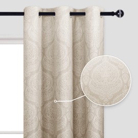 DWCN Ombre Blackout Curtains for Bedroom - Damask Patterned Thermal Insulated Energy Saving Grommet Curtains for Living Room, Set of 2 Gradient Window Curtain Panels, 42 x 54 Inches Long, Taupe