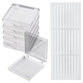 SOFPLATE 9Pcs Press on Nail Box Set Plastic Manicure Box with 30Pcs Adhesive Stickers 3.1 x 2.7 Inch Square White Empty Nail Tips Storage Organizer Container for Nailarts Tips Manicure DIY Packaging