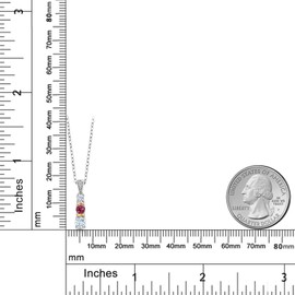 Gem Stone King 925 Silver and 10K Yellow Gold Round Sky Blue Aquamarine Pink Tourmaline and White Moissanite Pendant Necklace For Women (0.50 Cttw, Gemstone March Birthstone, with 18 Inch Chain)