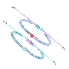 Lnngub 2 Packs Friendship Bracelets, Adjustable BFF Bracelets for 2-Heart Matching Strand Bracelet Friendship Bracelets Friendship Jewelry Gifts for Teen Women Couples