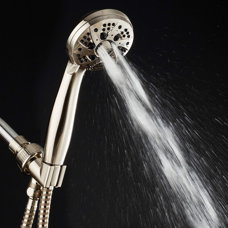 AquaDance Brushed Nickel High Pressure 6-Setting Hand Held Shower Head