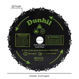 Dunhil 9" x 36 Teeth Carbide Tipped Blades & 9" x 20T Chainsaw Tooth Cutter,Round Chainsaw Tooth Brush Blades with 2 Set Adapter Kits for Weed Eater, Cutter, Trimmer