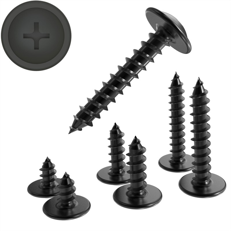 100 AUPROTEC Tapping Screws Phillips Flat Head with Washer Black