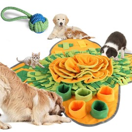 XUMMI 2PCS Snuffle Mat for Dogs & Dog Rope Toy Set, Durable Dog Snuffle Mat Toy, Washable Sniffing Mat Encourages Natural Foraging and Smelling Pet Puzzle Activity Mat, Mentally Stimulating Toys for Small Medium Large Dogs