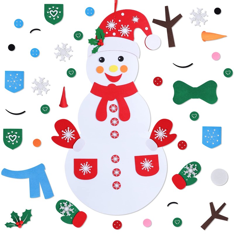 Max Fun Diy Felt Christmas Snowman Games Set with 58Pcs