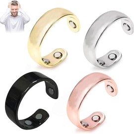 KOFISNI Auvulis Migraine Rings for Women Men Stainless Steel Adjustable Calmi Rings Lymphatic Vitality Magneti Fatigue Relief Rings (4Colors)