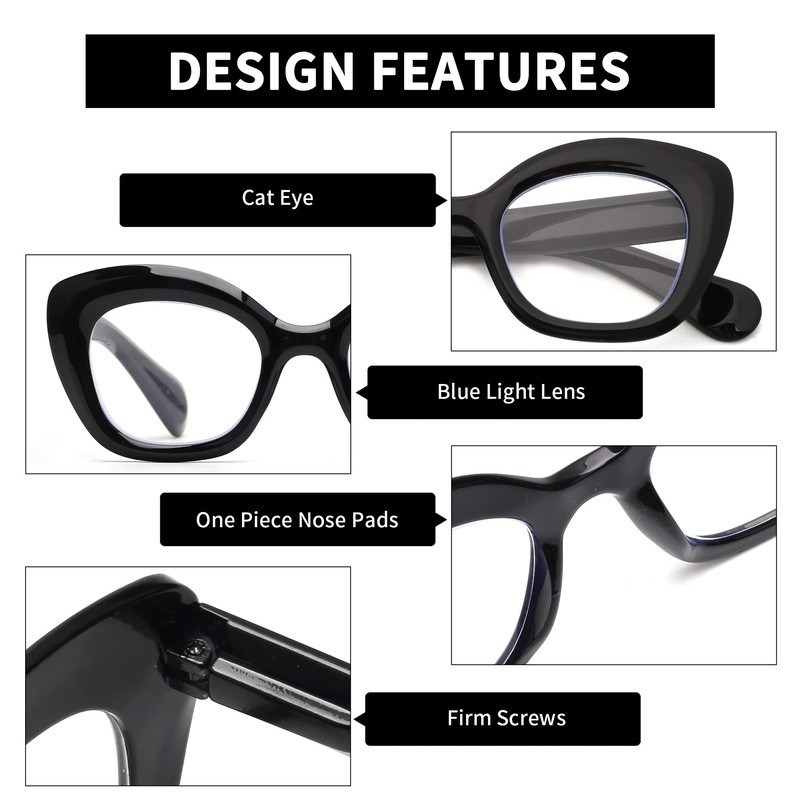 JM Lesebrille Damen mit Federscharnier, Katzenauge Blaulichtfilter Brille Frauen 3