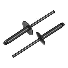 sourcing map 50Pcs 3/16"x1" Large Flange Head Blind Rivets, Zinc-Plated Carbon Steel Grip and Mandrel Cap Blind Rivets, Black