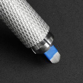 100pcs U18 Agujas Navajas Microblading Pin Gato+ 2 Depilador Color Azul