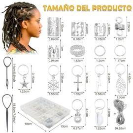 ZOCONE 259 Pieces Braid Rings Set with 2 Tools for Hair Braiding Hair Rings for Women Men Girls Braid Accessories (Silver)