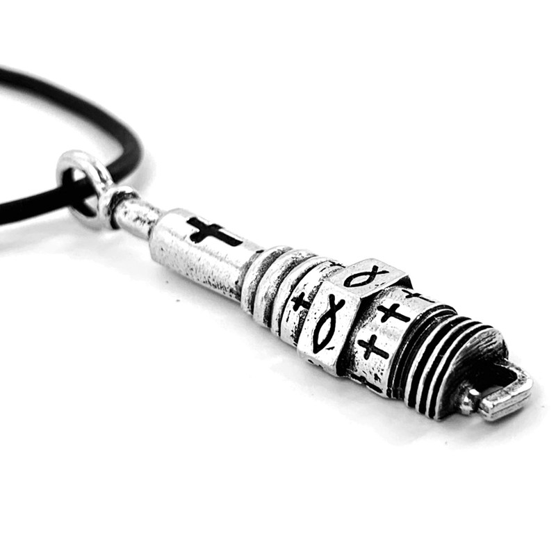FORGIVEN JEWELRY Spark Plug Necklace (Antique Silver)