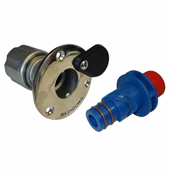Jabsco Stainless Steel Quick-Release Hose Deck Mount Fitting and Hose