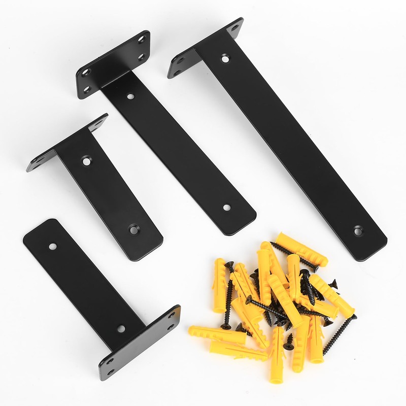 SYBDXJ 4 Pcs Black Heavy Duty Wall Brackets - Metal