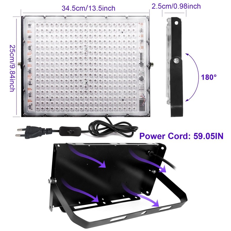 UV Black Light Spotlight 300 W, LED Black Light Lamp