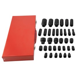 MaXpeedingrods 35PCS Deep Impact Socket Set 1/2" Drive 6 Point Metric Garage Tool Kit 8mm-32mm