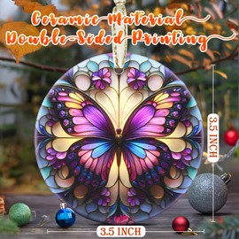 3.5 Inch Ceramic Butterfly Ornament, Christmas Ornament, Christmas Decoration, Christmas Tree Ornament, Heirloom Keepsake, Gift Exchange, Gift Idea, Bauble Present