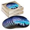 8 x Round Coasters - Milky Way Night Forest Moon
