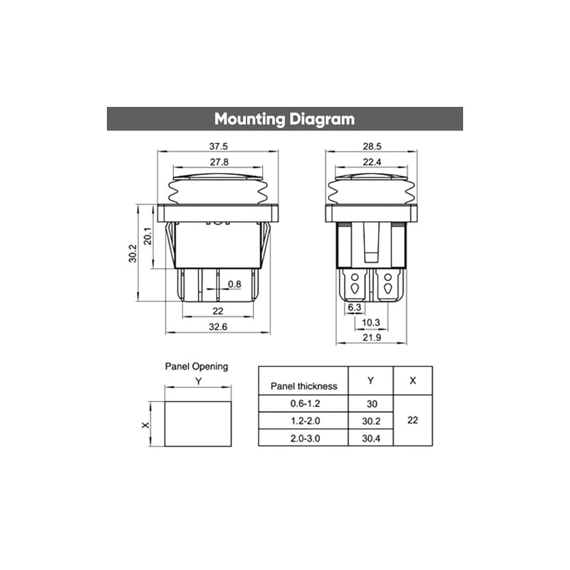 2-Pack Waterproof Rocker Toggle Switch with Yellow Button, ON/Off/ON DPDT