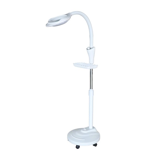 16X Diopter Floor Stand Rolling Magnifier LED Lamp Glass Magnifying