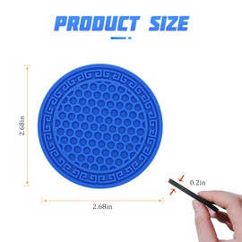 Bittwee 4PCS Car Cup Coaster, PVC Non-Slip Cup Holders Insert Coaster, 2.75 Inch Waterproof Drink Mat for Women and Men, Car Accessories Tabletop Protection and Decor for Most Car (Blue)