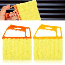 2 Pcs Blind Cleaner Duster Tool Microfiber Window Blinds Cleaner Dusters 7 Finger Mini Blinds Washable Duster Tool for Cleaning Window Air Conditioner Vent Venetian Shades(Orange, Yellow)