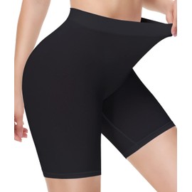 Yeblues Slip Shorts Women Seamless Tummy Control Anti Chafing Panties for Under Dress, High Waist Soft Yoga Bike Shorts Black