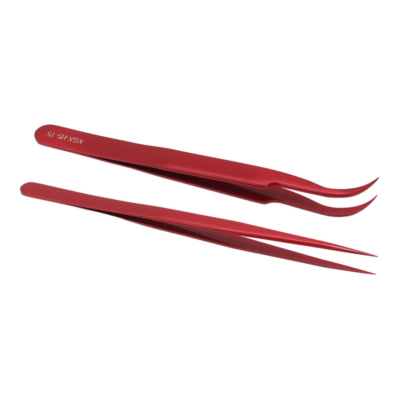 Tweezer Set Aluminum Alloy Curved Straight Head Anti Magnectic Accuracy