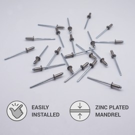 Marcopol Pack of 500 Painted Blind Rivets 4.0 x 8 mm, Dome Head, DIN 7337, Aluminium Rivets and Steel Mandrel, Pop Rivets (500, Aluminium Grey RAL 9007)