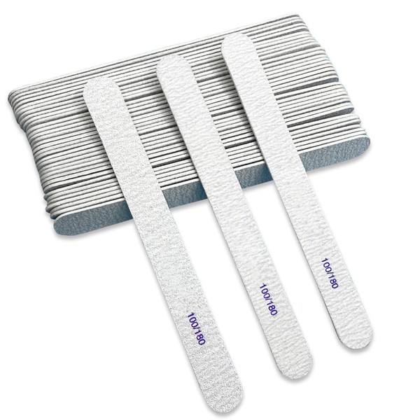 100/180 Grit Nail Files, 50 Pcs Double-Sided Emery Boards Double-Sided