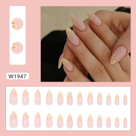 24 Pcs Yellow Flower Press on Nails Medium Almond Fake Nails with Summer Daisy Design Fake Nails Summer Flowers False Nails Full Cover Stick on Nails Acrylic Nails Supplies for Women Manicure Decor