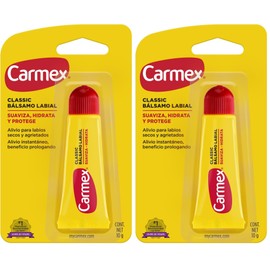 Carmex, Bálsamo Labial Hidratante Classic en Tubo, para Labios Secos y Agrietados, Protege y Suaviza, 10 gr (Paquete de 2)                            