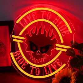 ASDGGBL Live To Ride Neon Ride To Live Sign Dimmable USB 3D Caving Neon for Wall, Bedroom, Dorm, Man Cave Bedroom Neon Sign for Wall Decor, Birthday Gift For Boys Man Motorcycle Riders