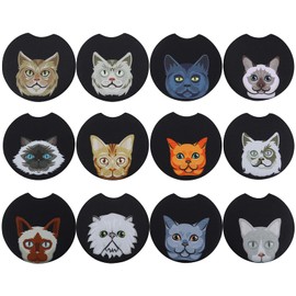 FUN LAVIE Car Coaster 12 Pack Car Cup Holder Coaster for Drinks Absorbent Keep Clean Auto Accessories Cat Series