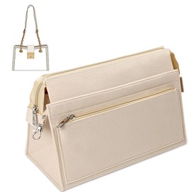 Soyizom Tascheneinsätze, Organizer für Handtaschen, Geldbörsen-Organizer, Reißverschluss, Tascheneinsatz mit Schlüsselanhänger, Beige-M