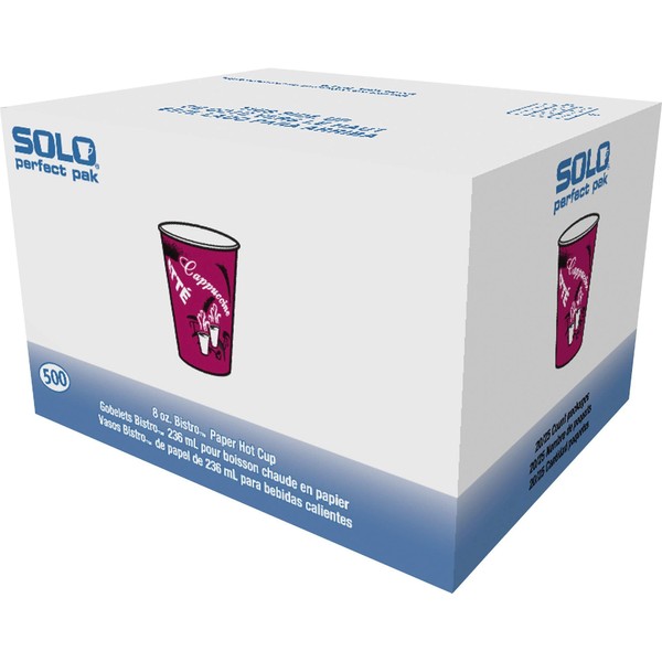 Solo Cup Of8bi0041 Bistro Design Hot Drink Cups, Paper, 8Oz, Maroon, 500/Carton