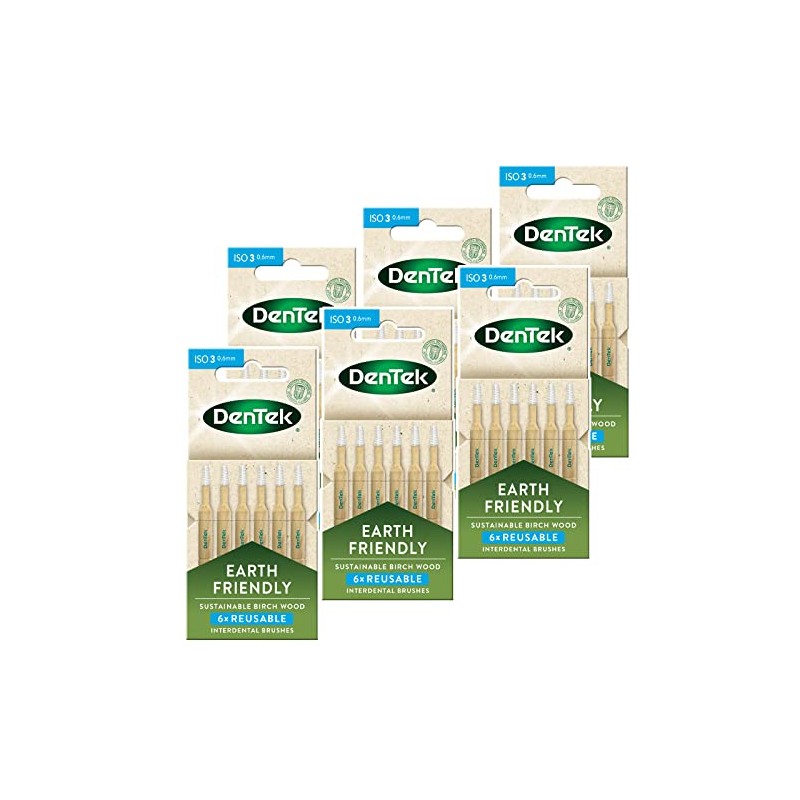 DenTek Earth Friendly Birch Wood Interdental Brushes ISO3/0.6mm - 6