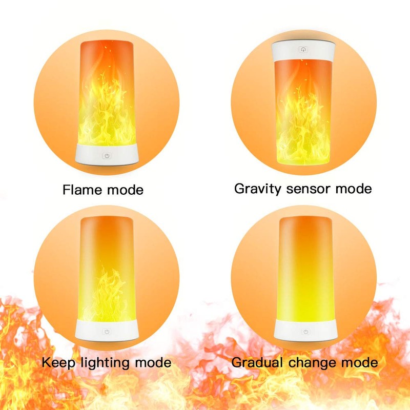 PDGROW LED Flame Effect Light, Flame Lamp 4 Modes USB