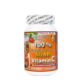 Acerola Extract source of 100% Natural, Organic, and Healthy (NOAH) Vitamin C - (120 vegetarian capsules)