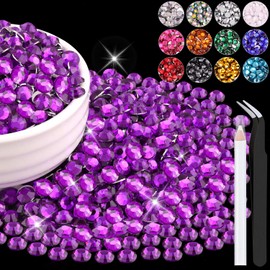4000PCS 5mm Resin Rhinestones Bulk for Crafting (Dark Violet), Flatback Bedazzling Crystals for Crafts DIY Nail Decoration, Gems Charms for Tumbler Shoes Clothing Fabric with Pickup Pen and Tweezers
