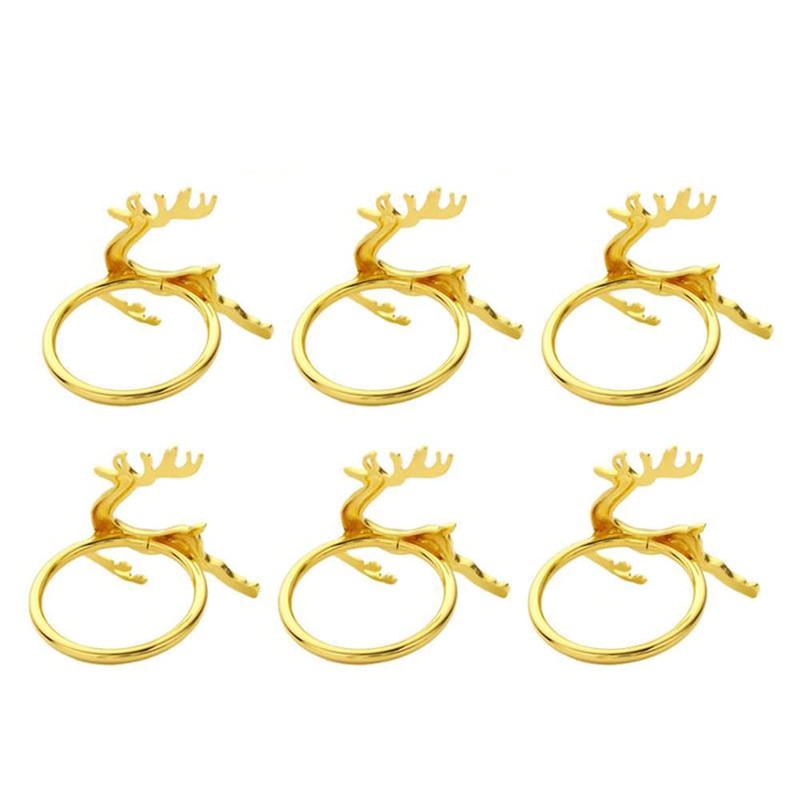 CENPEK 6 Pcs Elk Deer Napkin Rings Table Decorative Ornament