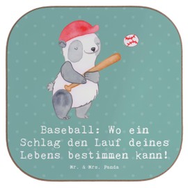 Mr. & Mrs. Panda Flaschenuntersetzer Baseball Schlag - Geschenk, Sport, Untersetzer Holz, Spannung, amerikanischer Nationalsport, Glasuntersetzer,