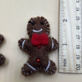 Handmade Embroidered Wool Felt Gingerbread Men Set Of Two