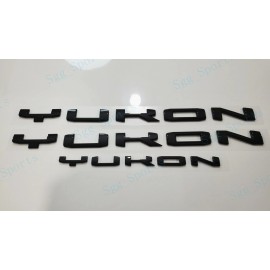 GMC 3PCS GMC 2021-2023 Yukon Yukon XL Doors Rear Gloss Black YUKON Emblems Letters