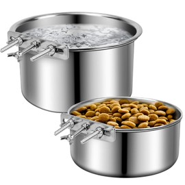 Stainless Steel Dog Bowls, ShineMe 40oz & 60oz No Spill Dog Crate Water and Food Bowls with Hanging Hook for Kennel, Cage and More, 7.0 x 3.7” & 6.2 x 2.5” Feeder Dish for Large and Medium Dogs